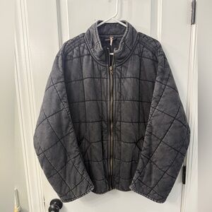 Free People Grey Dolman Quilted Jacket